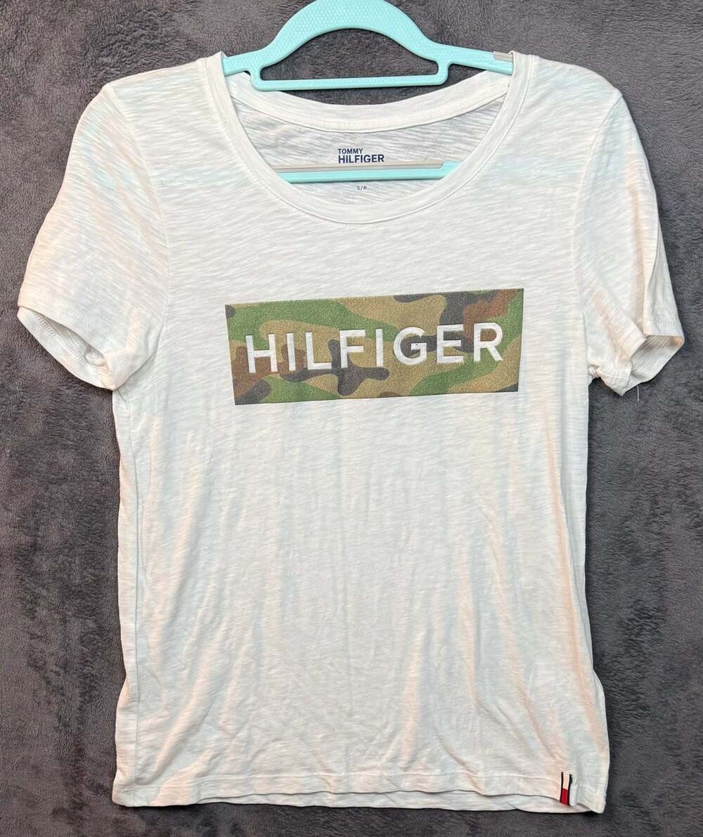 Tommy Hilfiger Denim Camo Box Logo T-Shirt Size S White